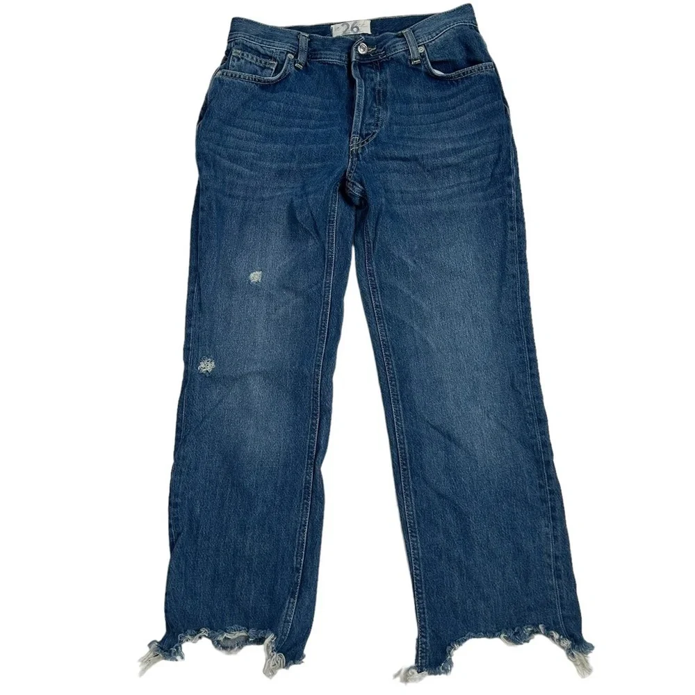 FREE PEOPLE We The Free Maggie Straight Leg Womens Dark Wash Jeans